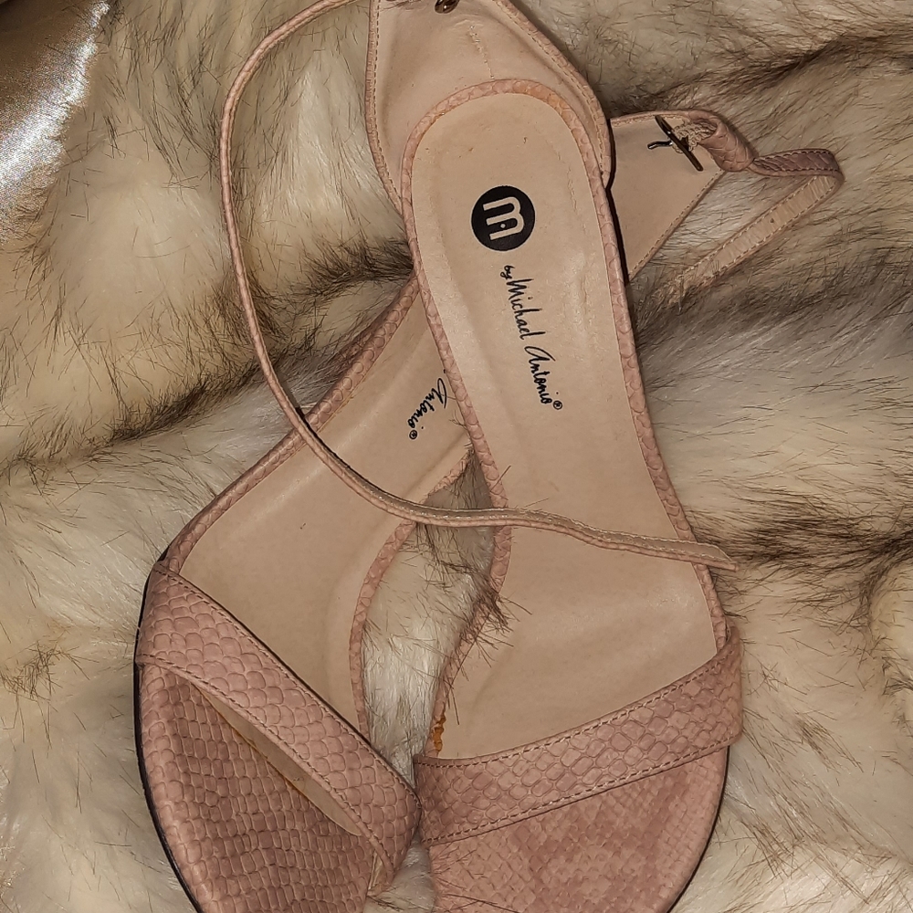 M by Michael Antonio Nude Snakeskin Pattern Heels